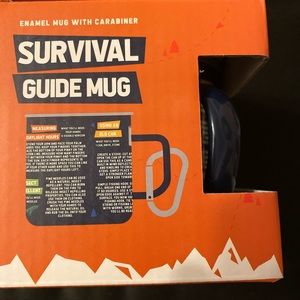 Gift Republic Survival Guide Blue Enamel Mug Cup With Carabiner NWB